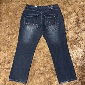 Y2K Raider Jean Co. Baggy Dark Wash Embroidered Baggy Jeans 38 X 32